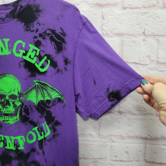 Avenged Sevenfold Deathbat Tie Dye Shirt Mens M Purple Skater Grunge Streetwear - Picture 4 of 8